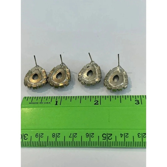 VTG Vintage Set Of 2 Fashion Earrings Pierced Ears Rhinestone - Picture 6 of 7